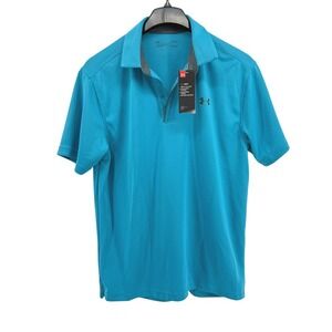 NEW Under Armour Mens Large Heatgear Loose Fit Polo Shirt SS Blue Golf Casual